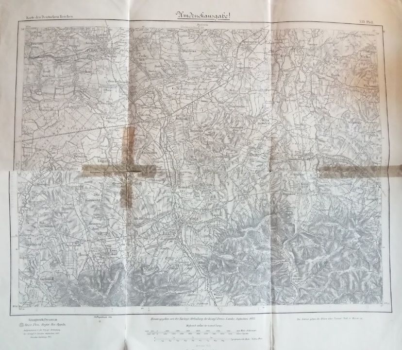 Stara Mapa sztabowa Prusy K.u.K Ost Front Rzesza ter Polski , Oświęcim