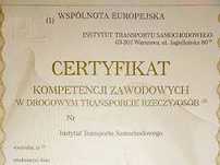 Użyczę Certyfikat kompetencji zawodowycb - spedycja, transport rzeczy,