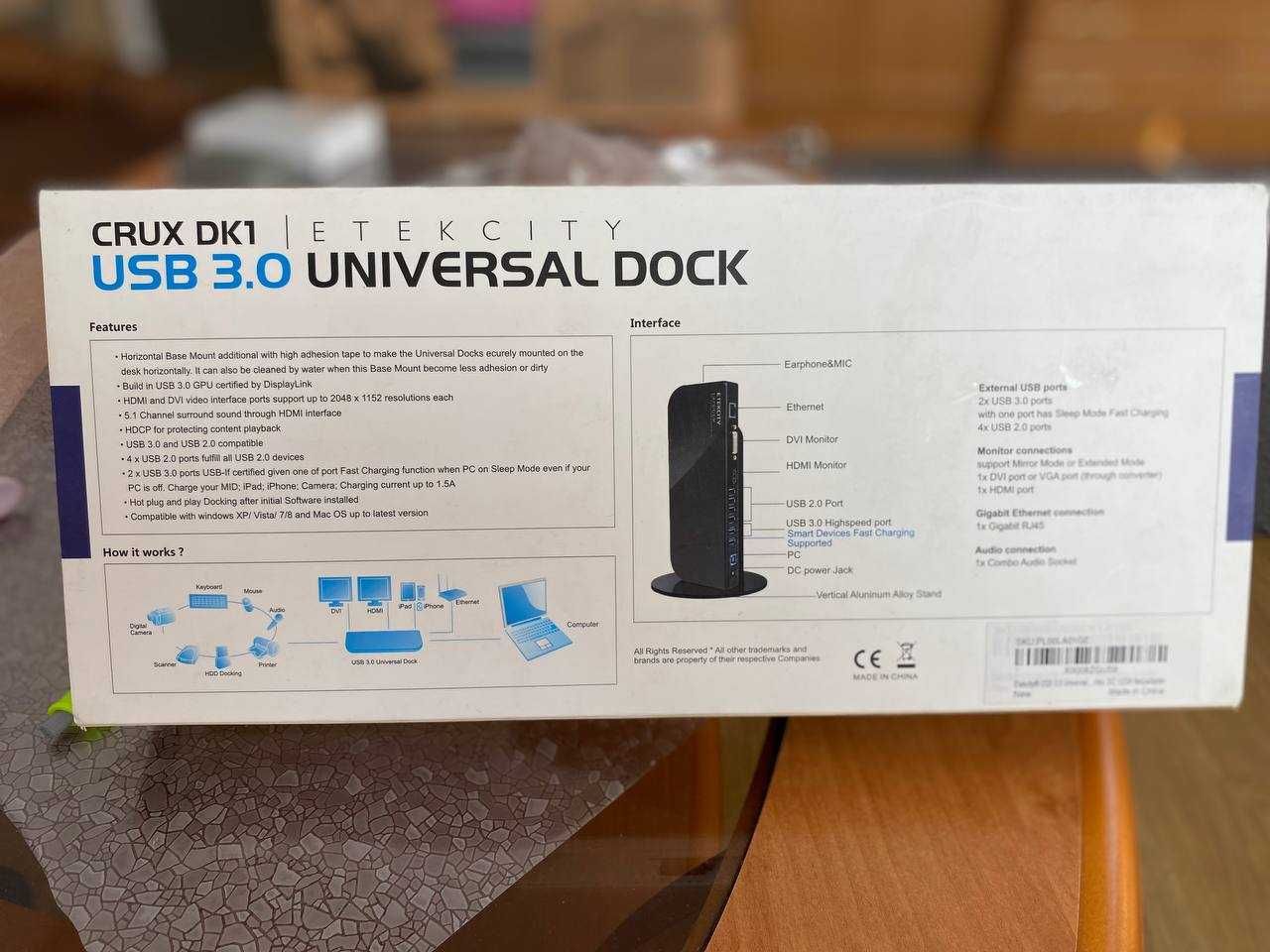 Uniwersalna stacja dokująca USB 3.0 DUAL VIDEO WS-UG39DK1 ETEKCITY