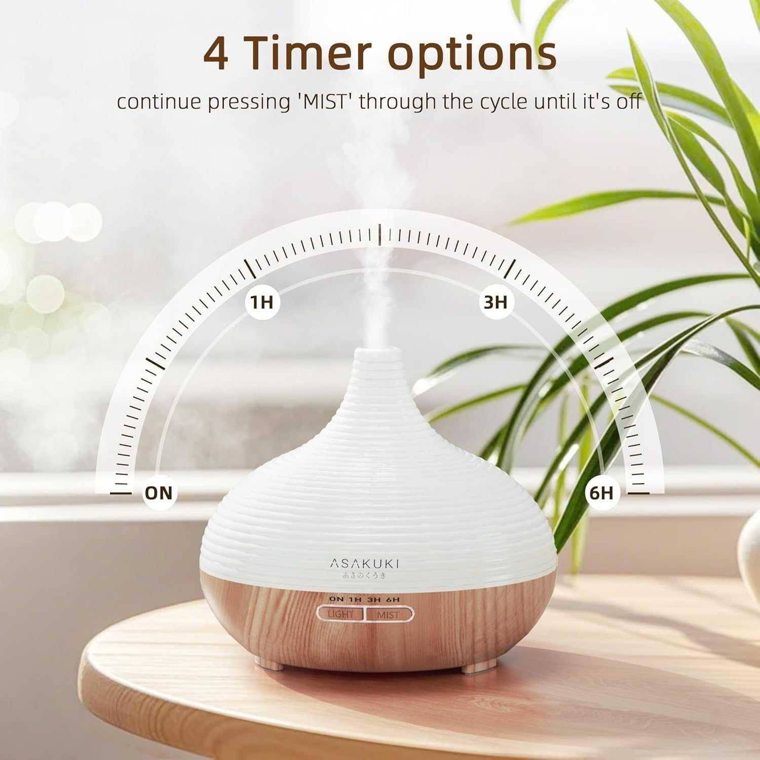 ASAKUKI Dyfuzor zapachowy do olejków zapachowych 300ml nawilżacz  LED