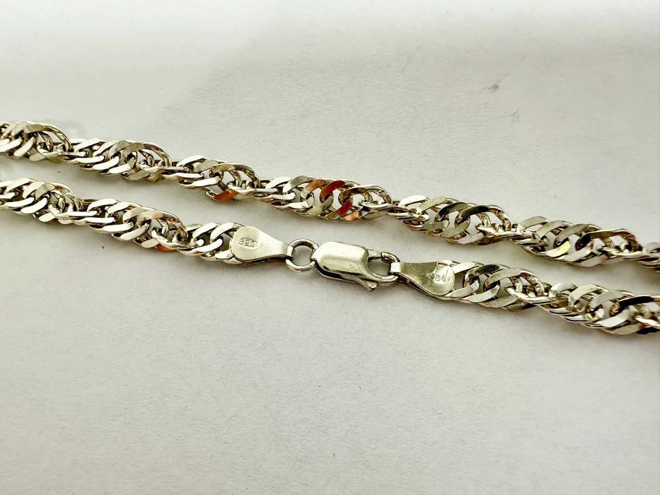 SC015 elegancki męski łańcuszek ze srebra próby 925 o splocie singapur