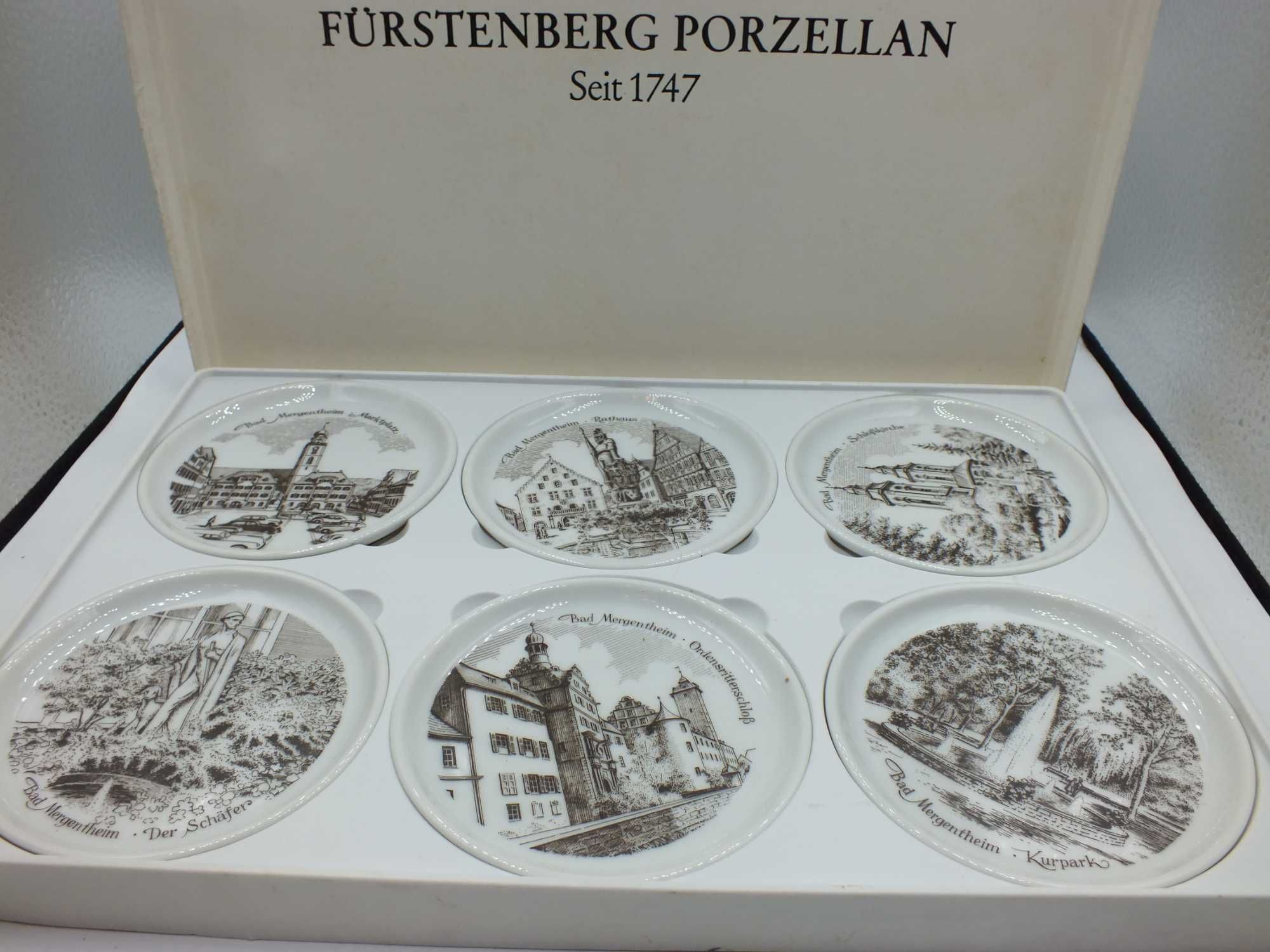 furstenberg porcelain Vintage talerzyki sygnowane Niemieckie Miasta