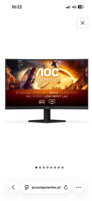 Monitor curvo Aoc gaming 27” 240hz