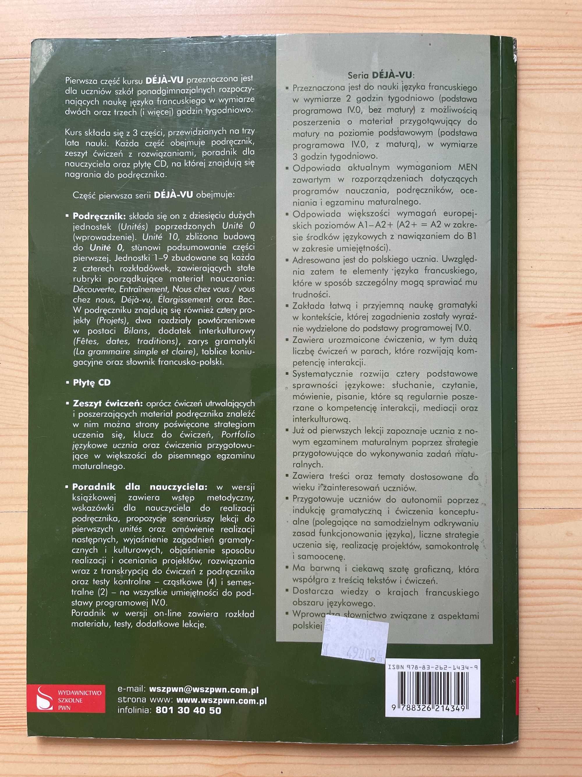 Deja vu 1 Podręcznik z płytą CD Język francuski