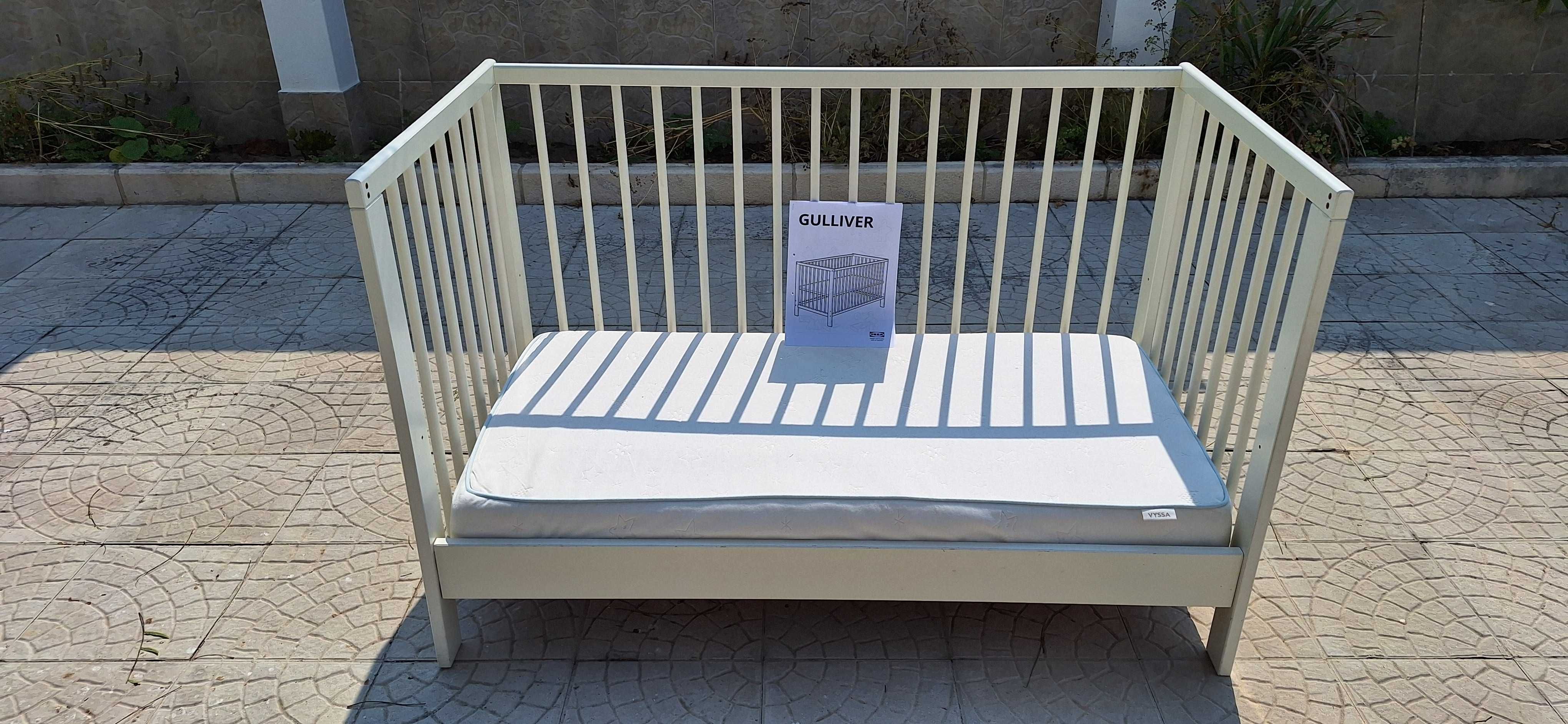 Berço IKEA GULLIVER 120cm x 60 cm + Colchão VYSSA + Barra VIKARE