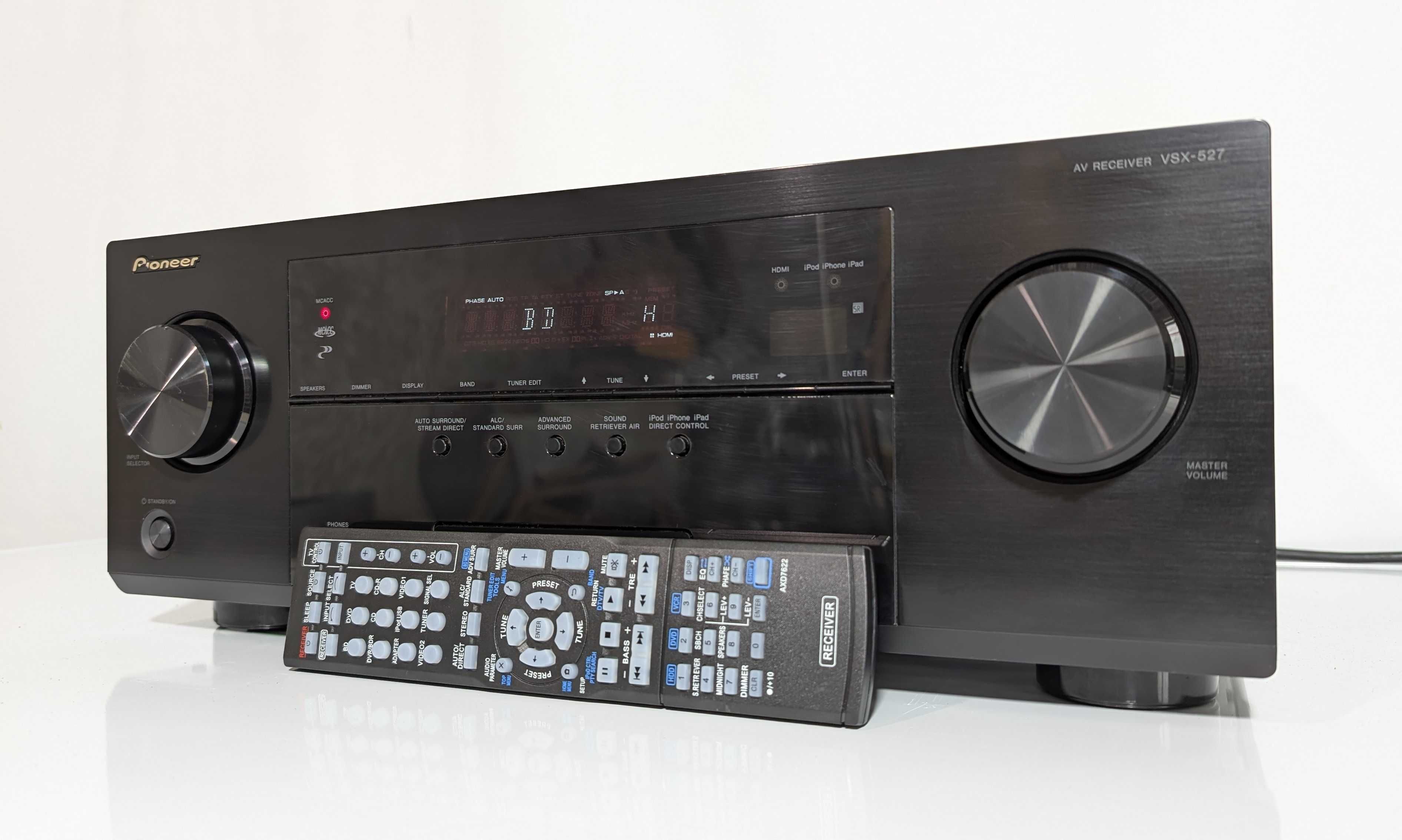 5.1 ресивер Pioneer VSX-527, має 130 Вт/канал/HDMI/ARC/4K/USB/AirPlay