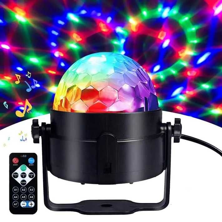 Kula disco projektor dyskotekowy led rgb reflektor + pilot