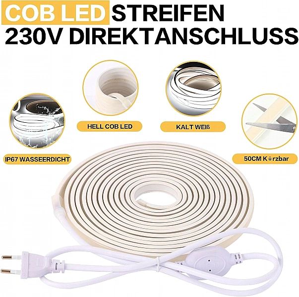 Taśma Led Pcning 20M 220, 230V 120 Diod Z Eu, 20 Metrów 6000 K, Biała