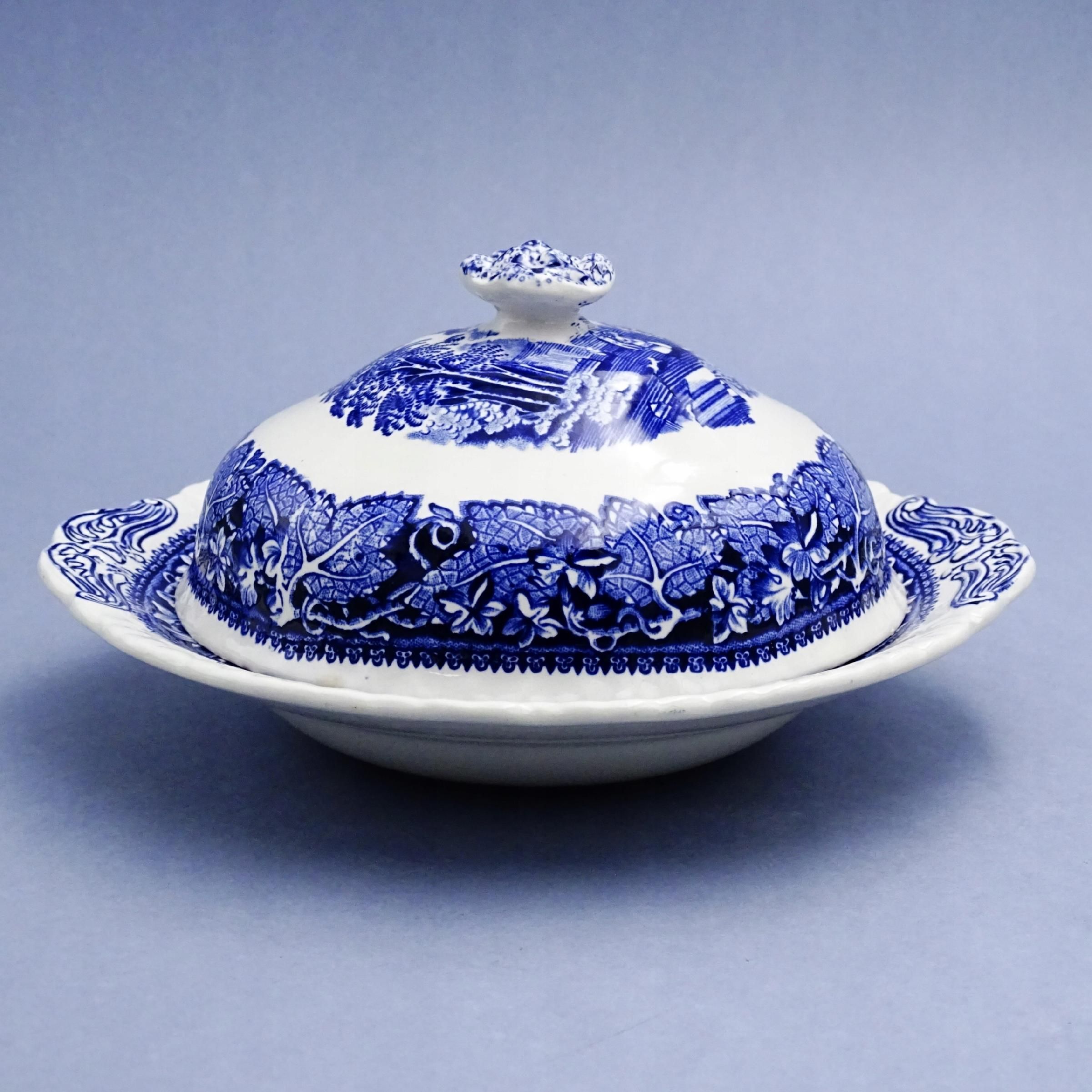 piękna ceramiczna waza naczynie z przyrywką kobalt anglia