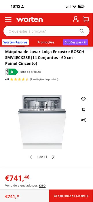 Máquina de Lavar Loiça Encastre BOSCH SMV4ECX28E (14 Conjuntos