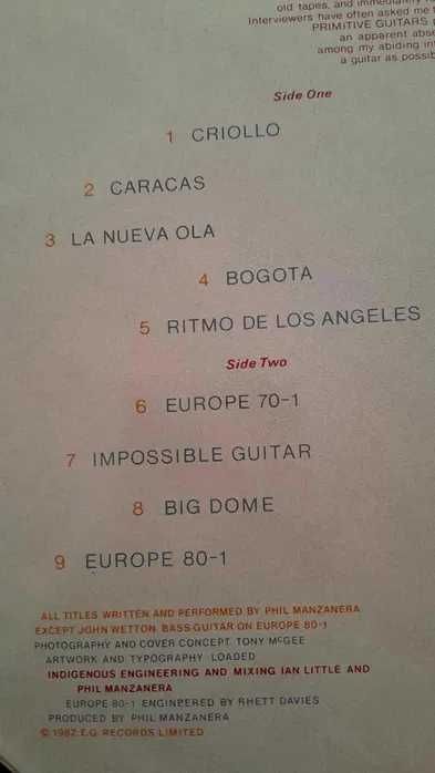 Phil Manzanera, LP "Primitive Guitars", 1982 - ESTADO IMPECÁVEL