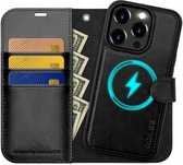 Ocase etui skórzane iPhone 15 Pro Max czarne magsafe portfel 2w1