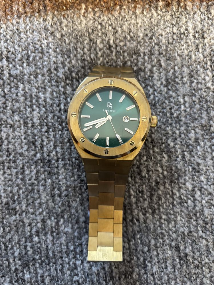 Paul Rich Gold Stainless Steel Watch Green Dial, Date Display