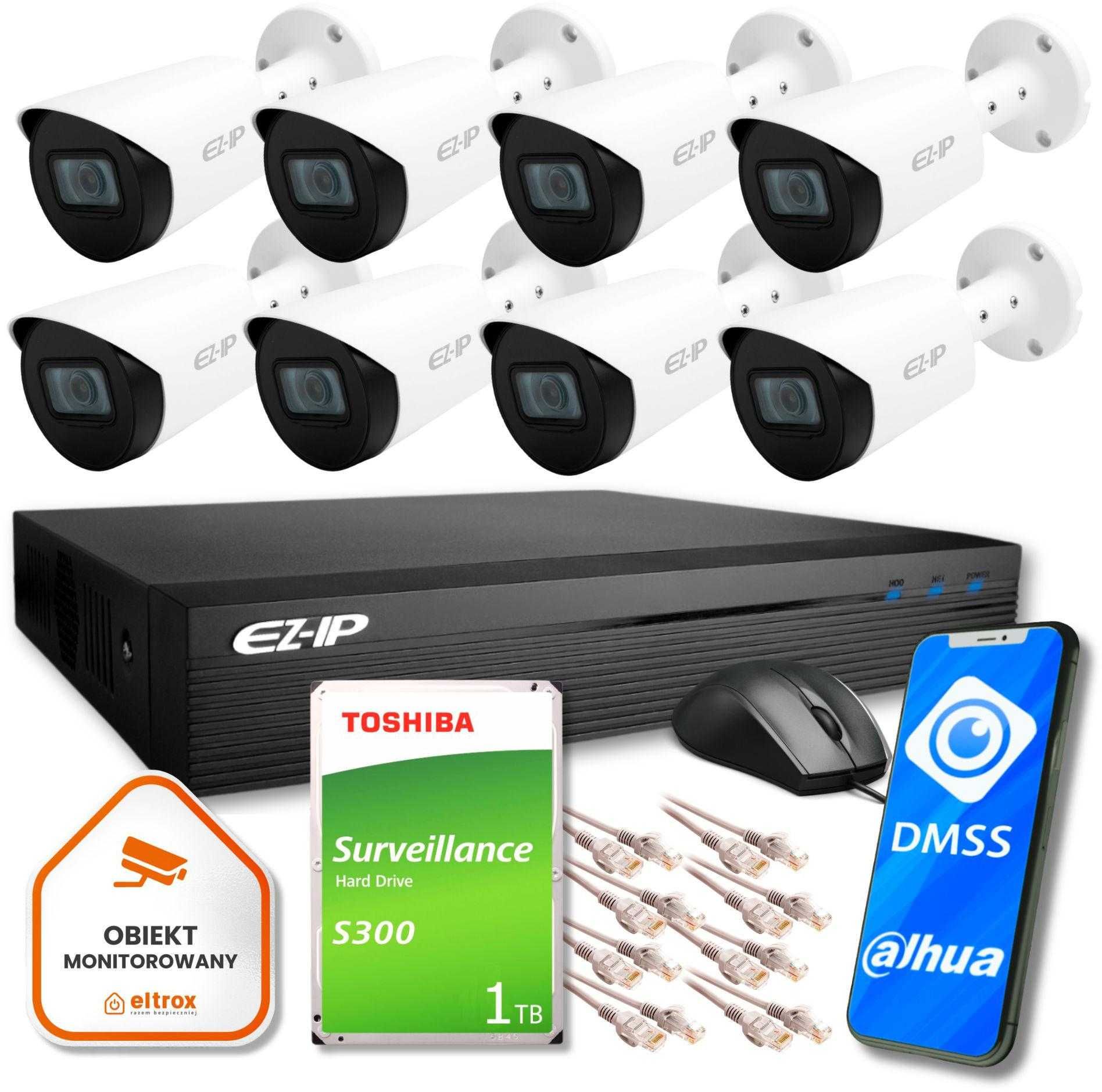 Profesjonalny zestaw monitoringu IP  FullHD EZ-IP by Dahua Z39853P8