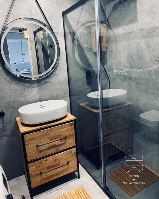 Szafka Łazienkowa Umywalkę Dąb - 60x45x80cm Loft Komoda Drewno dębowe