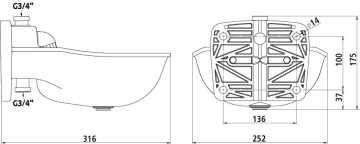 Poidło dla bydła i koni z zaworem rurowym, tworzywo sztuczne K75, 1/2"