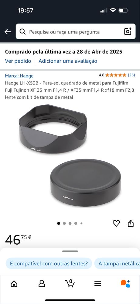 Para-sol para objectiva Fujifilm Fujinon