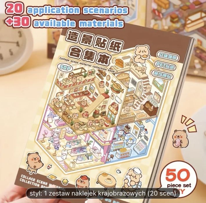 Wyklejanki KAPIBARA scenki naklejki kreatywne Książka 3D Miniscape