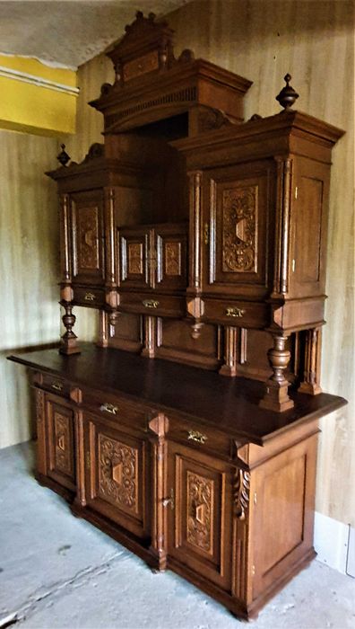 Kredens eklektyczny duży dębowy