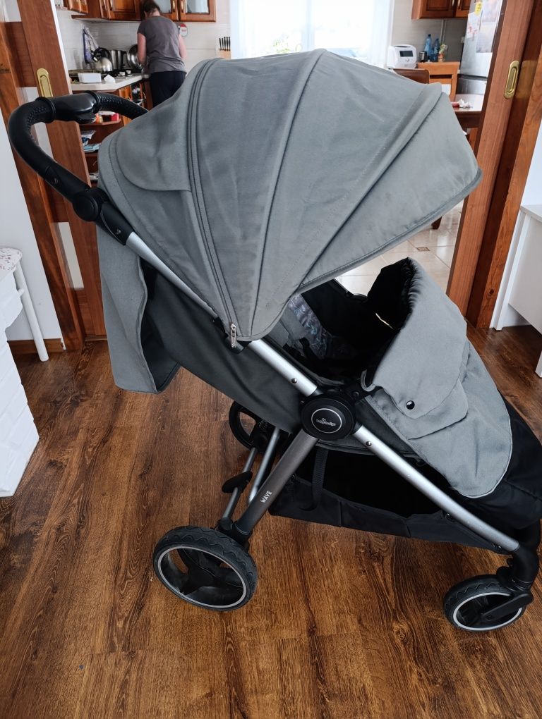 Wózek spacerowy spacerówka baby design wave szary śpiworek 22 kg