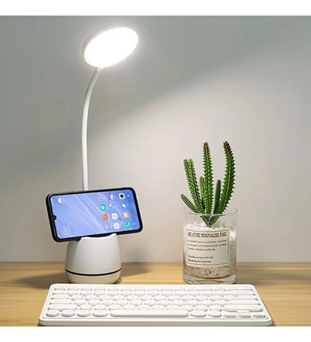 Гнучка настільна LED лампа з коробкою для ручки та тримачем для телефо