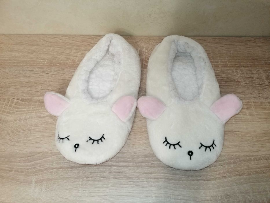 Kapcie króliczek/miś, białe, ok. 24 cm