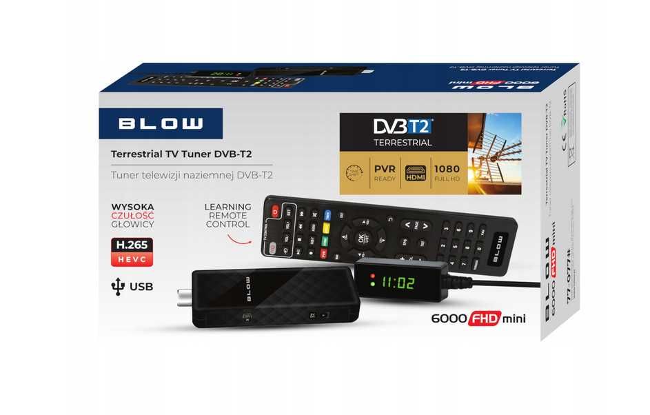 Dekoder do tv naziemnej tuner DVB-T2 HEVC H.265 FULL HD Hdmi USB
