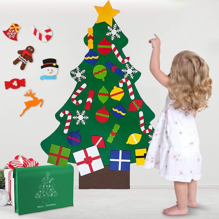 Choinka Ze Zdejmowanymi Ozdobami z Filcu DIY Świąteczna Dekoracja