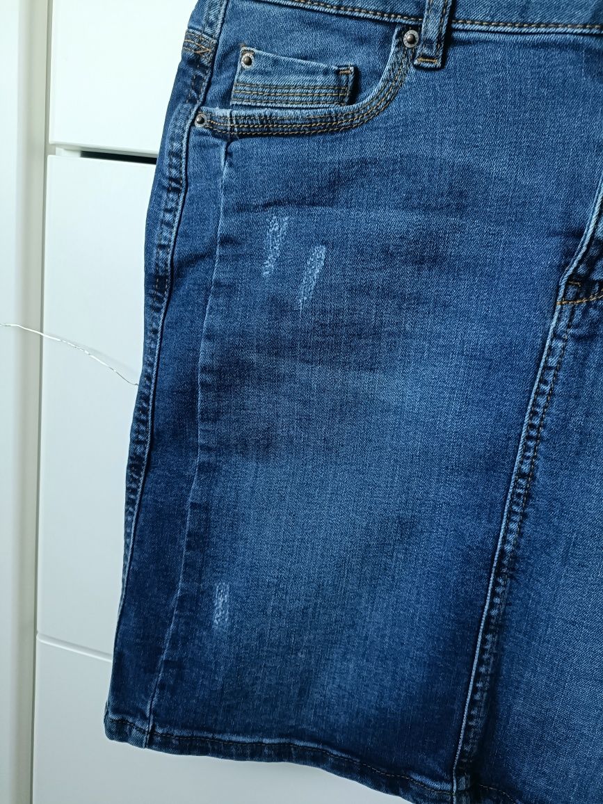Spódnica jeansowa Esprit r.36 nowa przecierana rozciągliwa mini