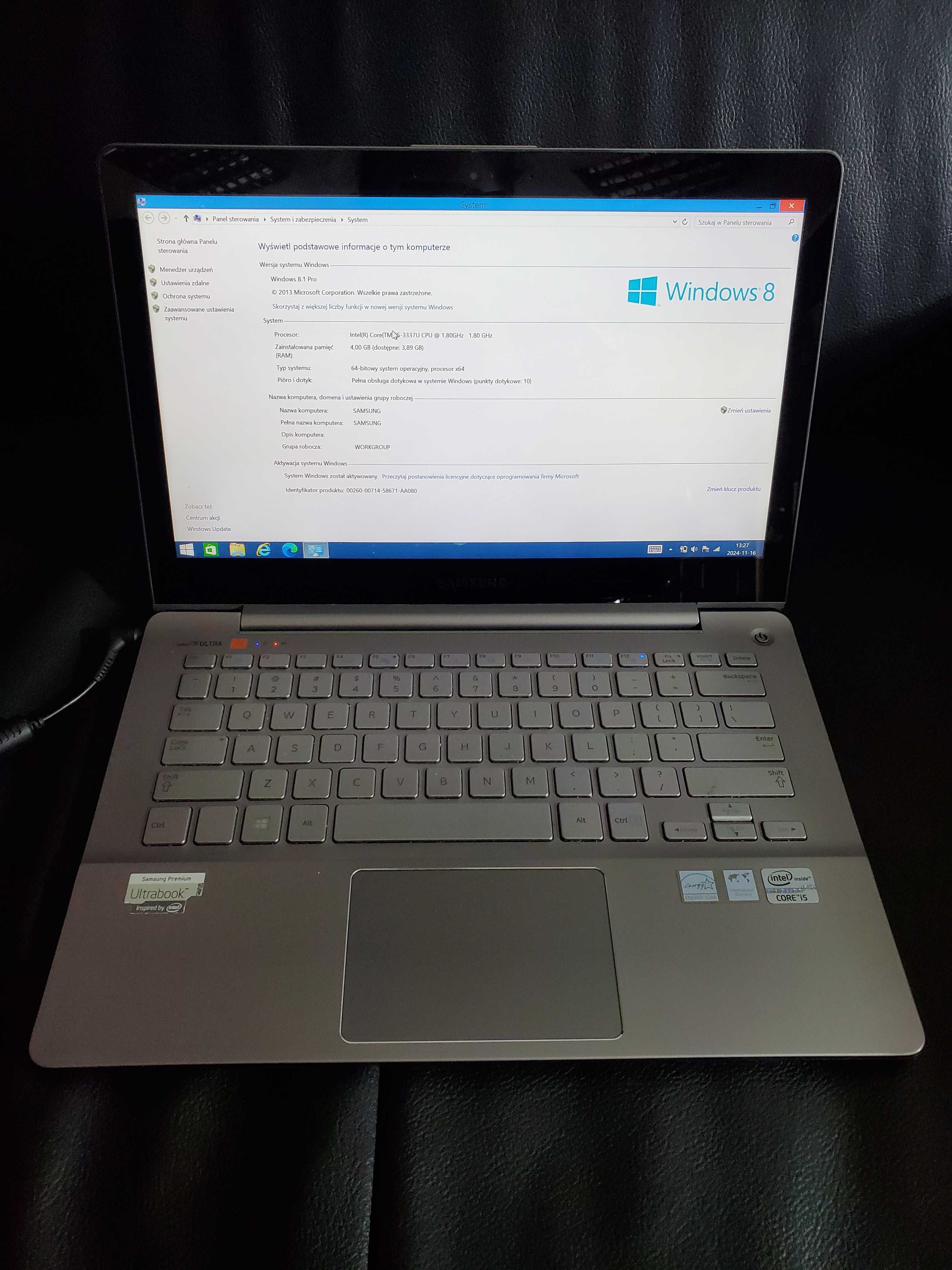 Ultrabook laptop Samsung series 7 model NP7403E dotykowy ekran