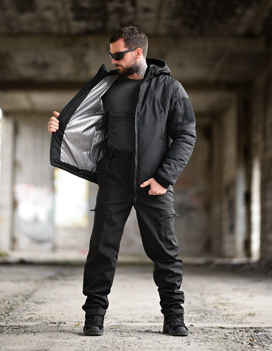 Чорный тактический зимний комплект/Зимовий тактичний комплект