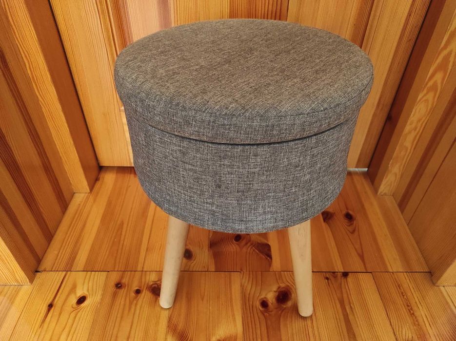 Podnóżek pufa tapicerowany okrągły Schowek 32x36