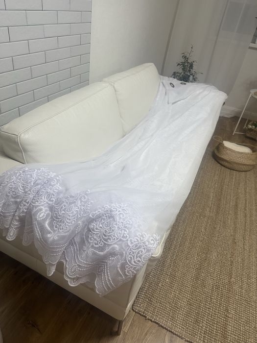 Тюль бамбук на люверсах.