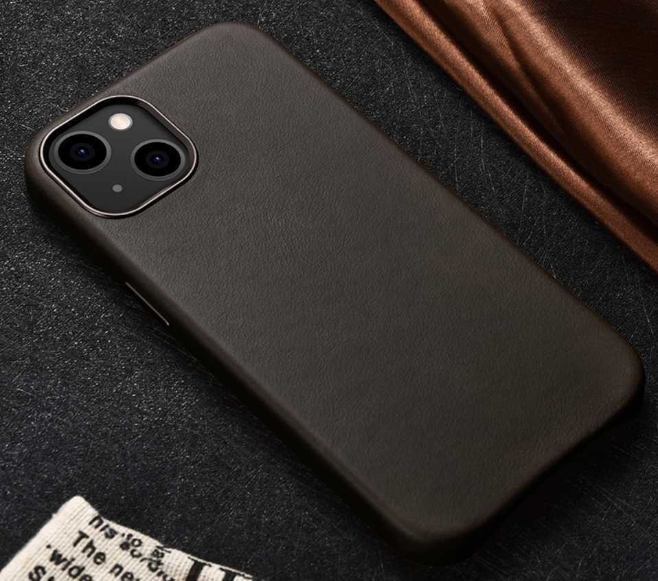 Премиум чехол кожаный натуральная кожа iphone 13 pro max с magsafe