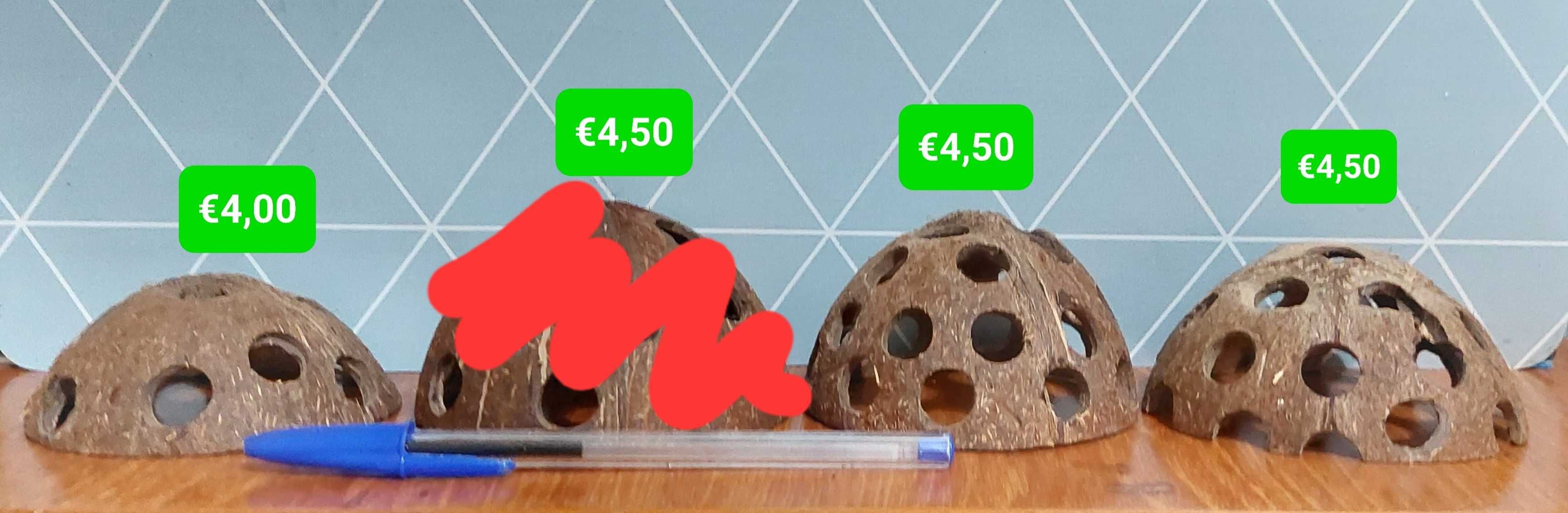 Casca de coco tratada é só meter no aquário. Toca, esconderijo Camarão