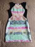 Sukienka mini 42 XL Krisp neonowa czarna slim fit klepsydra na lato