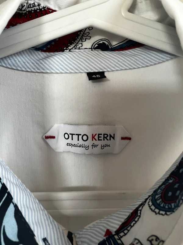 Otto Kern piękna biała koszula klasyczna z kolorowymi wstawkami