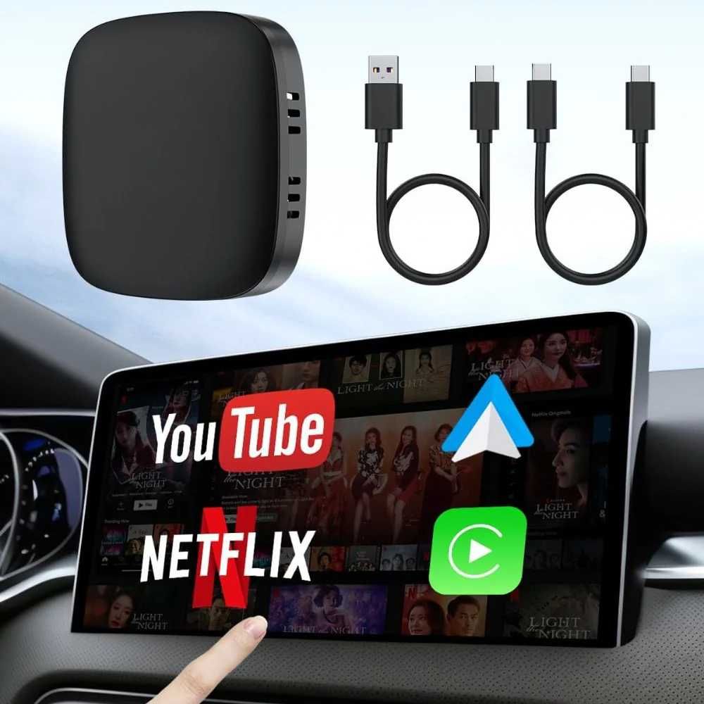 Adaptador 3-em-1: Android, CarPlay & Android Auto Sem Fios