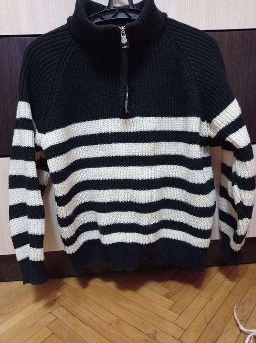 Тепла кофта з замочком, светр в полоску