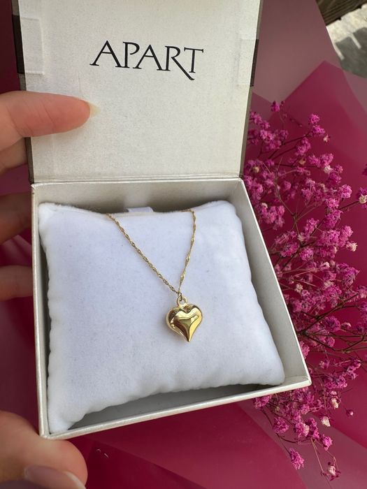 Naszyjnik z sercem złotym dmuchane serduszko pozłacany srebro 925 nowy