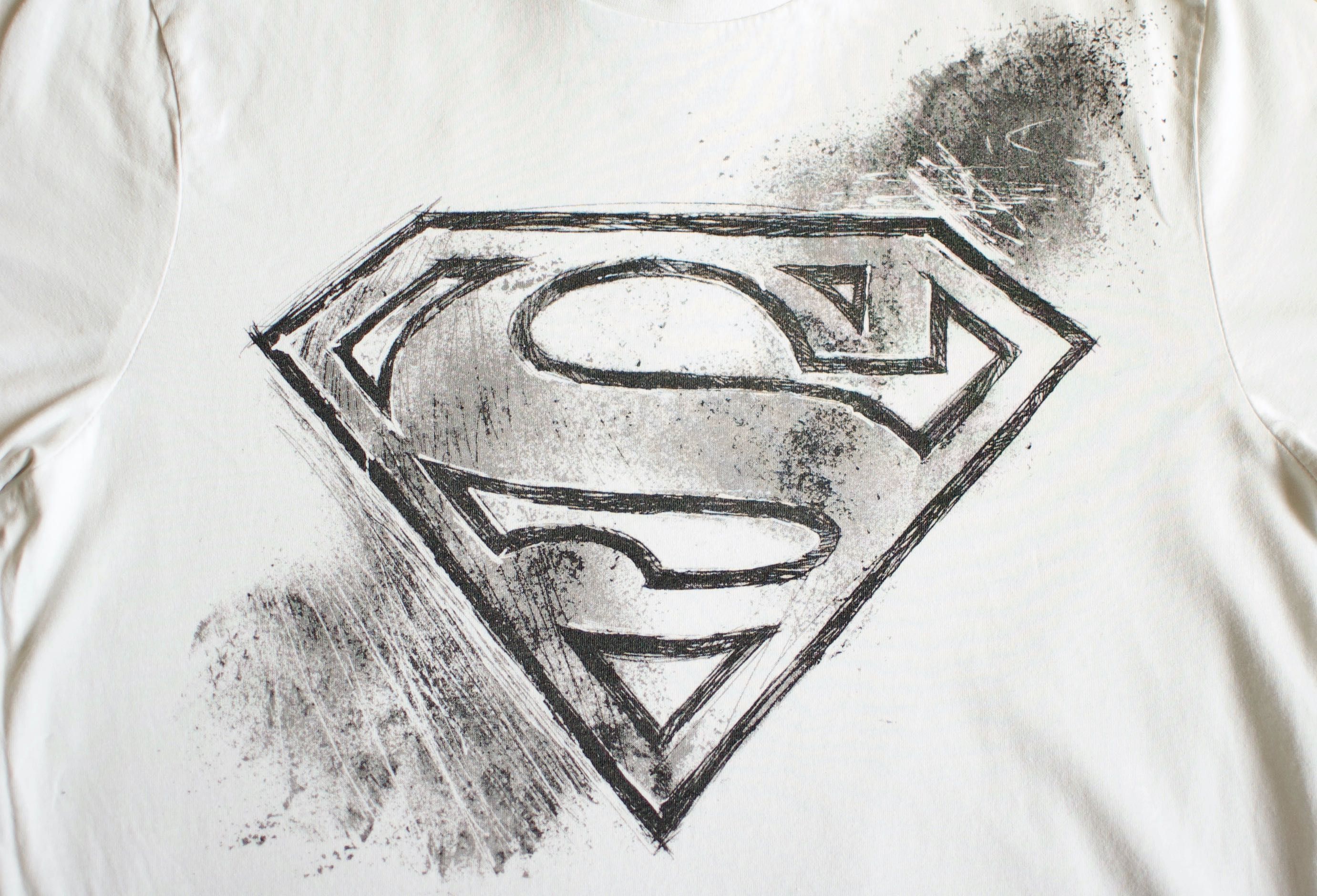 Biała koszulka męska krótki rękaw motyw Superman T-shirt M