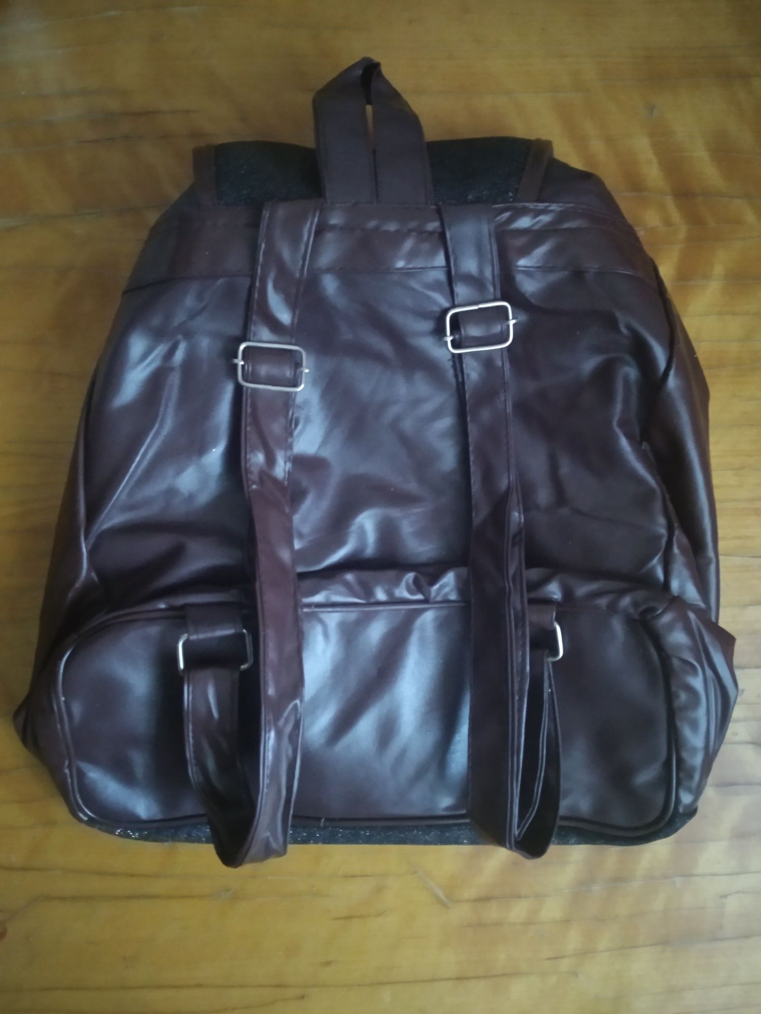 Brokatowy plecak worek brązowy plecaczek