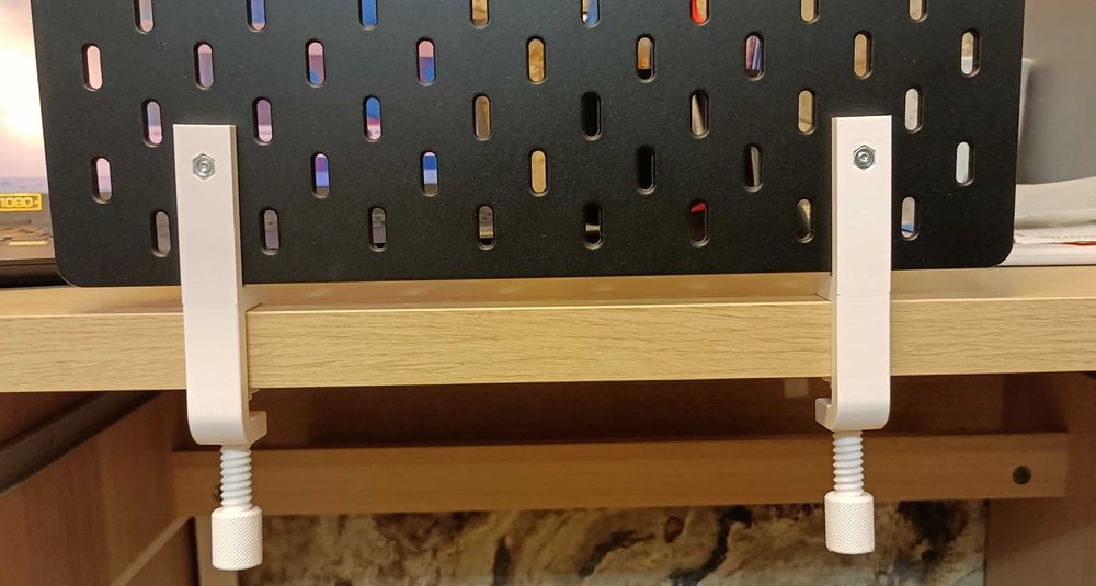 Uchwyt Zaciskowy (2szt) do Tablicy IKEA SKADIS. ZESTAW "POD KLUCZ"