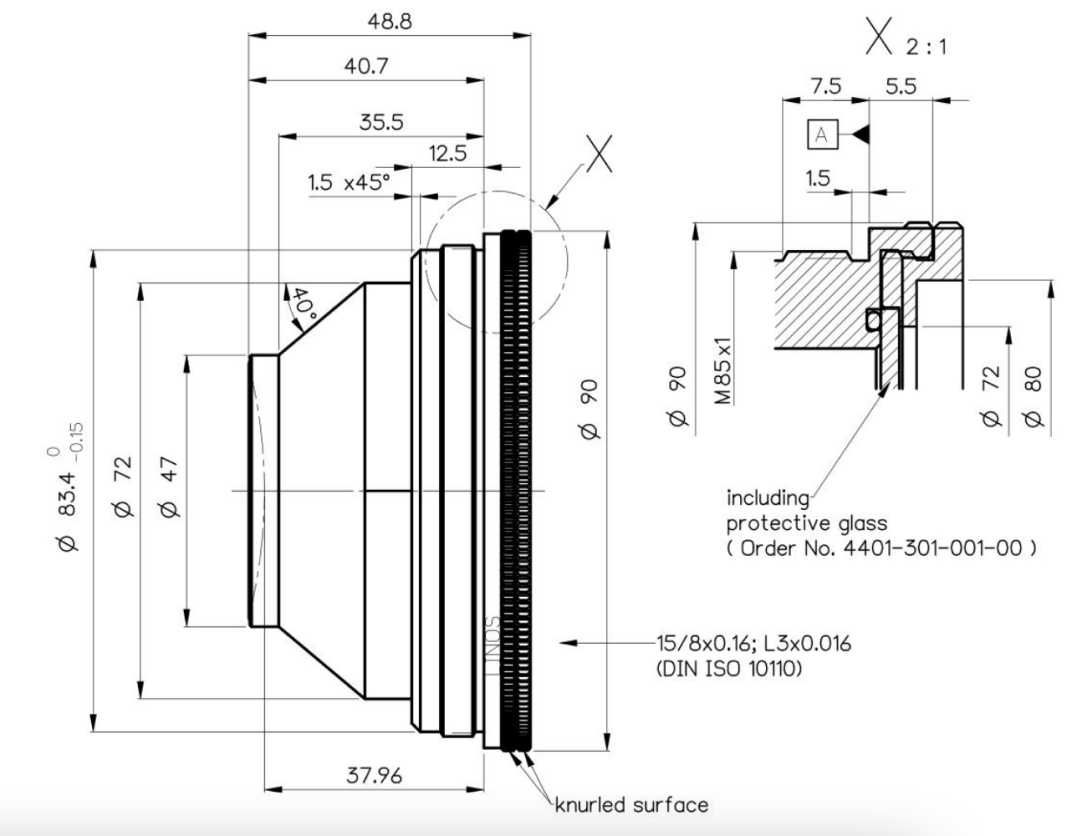 Лінза LINOS F-Theta-Ronar
f = 160 mm
λ = 1064 nm