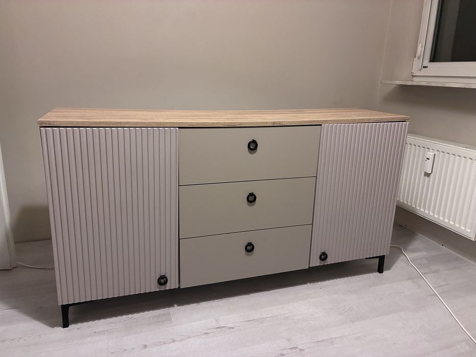 Komoda ryflowana 150cm, beżowa