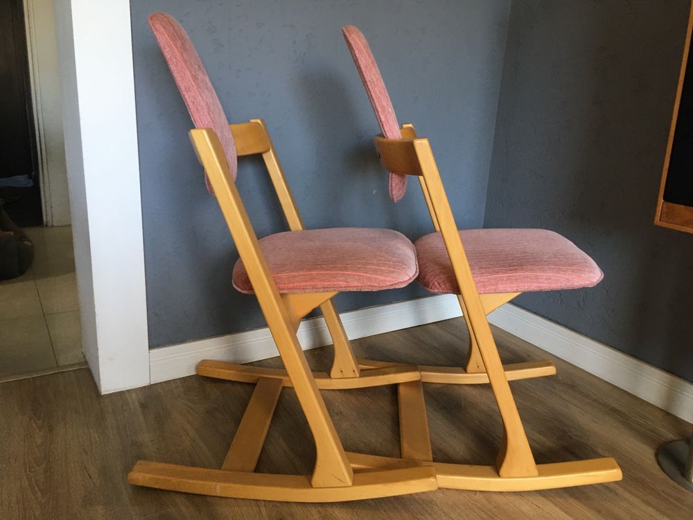 Stokke Peter Opsvik fotel bujany drewniany design vintage lata 70