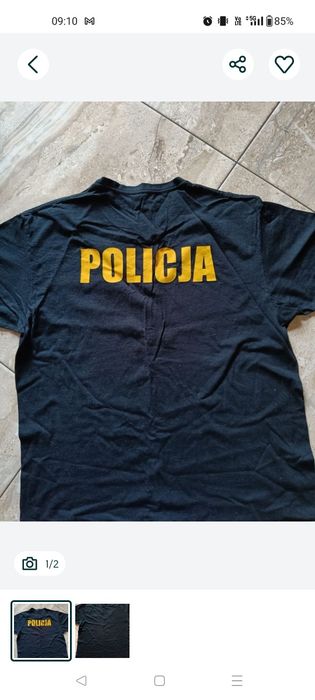 Koszulka bawełniana w kolorze czarnym, z nadrukiem w Policja.