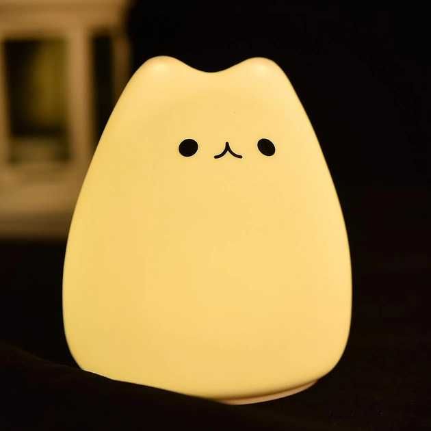 Світильник, котик, нічник, світлодіодний LED силіконовий дитячий котик