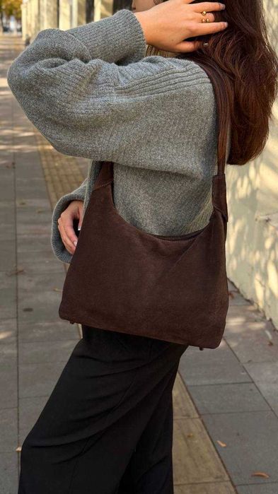 Жіноча сумка Аляска коричнева замша