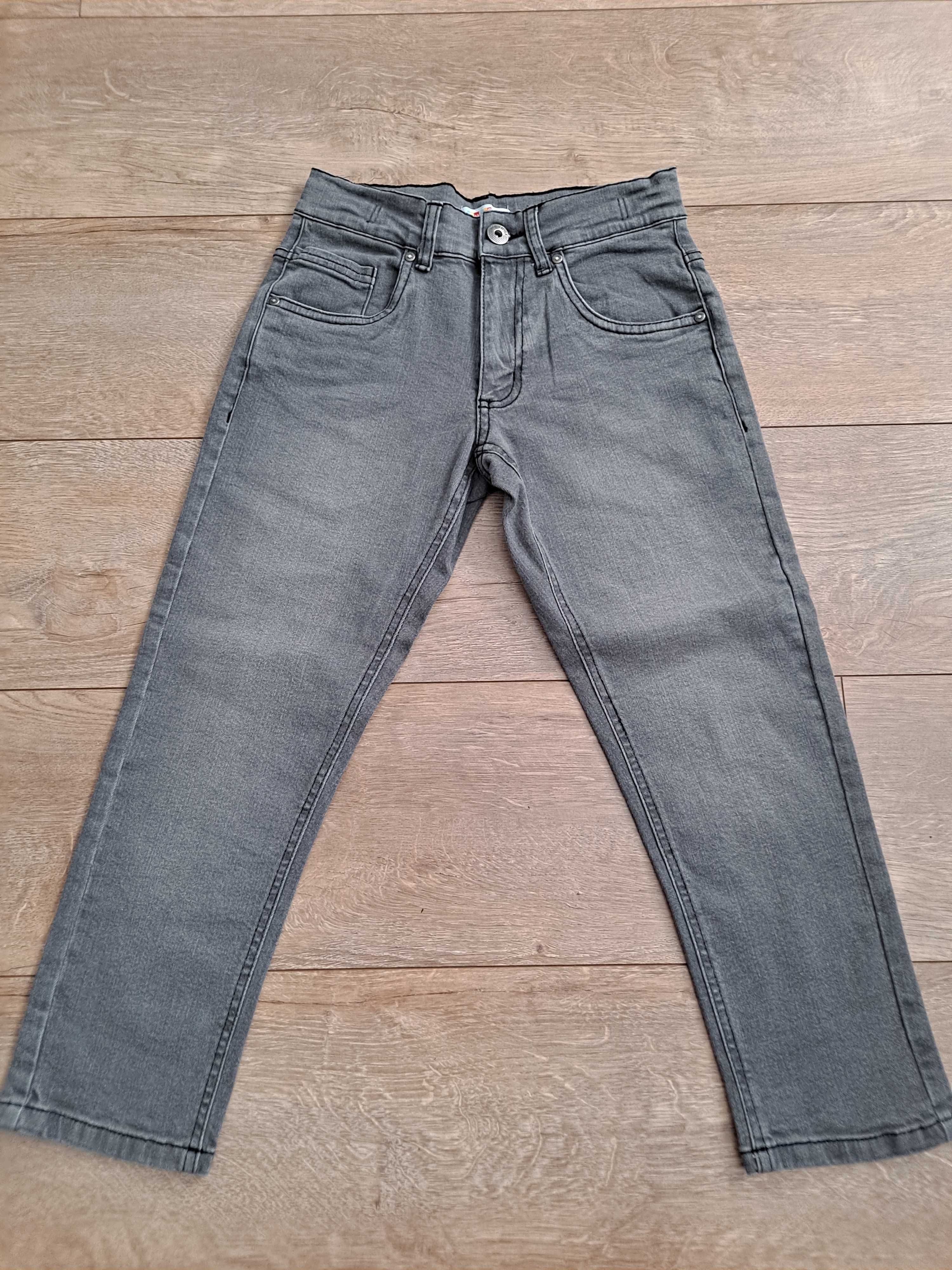 Spodnie szare jeansowe r. 122-128